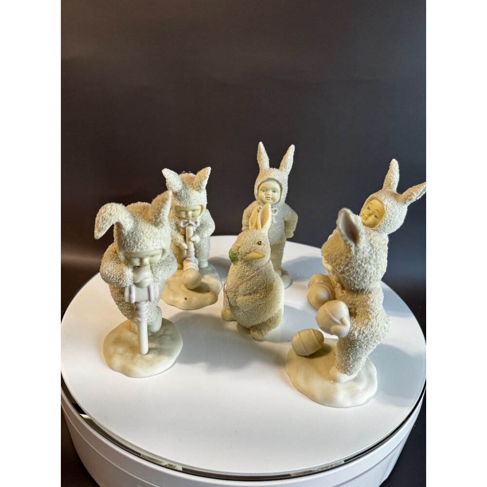 Dept 56 Snowbabies Easter Bunny Suit Figurines Lot of 5 Bisque Porcelain - Picture 3 of 13